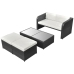 Set de muebles de jardín 4 pzas y cojines ratán sintético negro