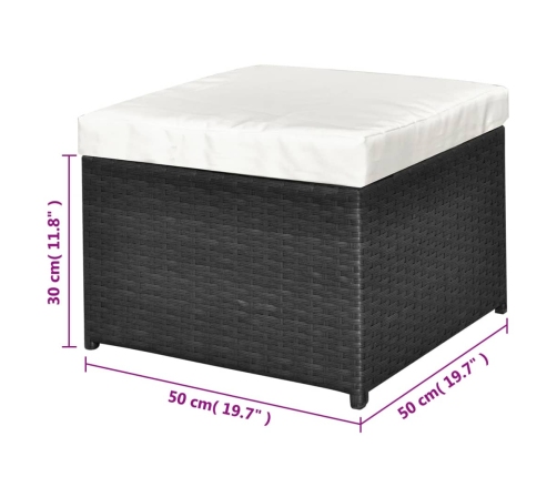 Set de muebles de jardín 4 pzas y cojines ratán sintético negro