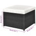 Set de muebles de jardín 4 pzas y cojines ratán sintético negro