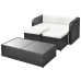 Set de muebles de jardín 4 pzas y cojines ratán sintético negro