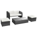 Set de muebles de jardín 4 pzas y cojines ratán sintético negro