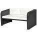 Set de muebles de jardín 4 pzas y cojines ratán sintético negro