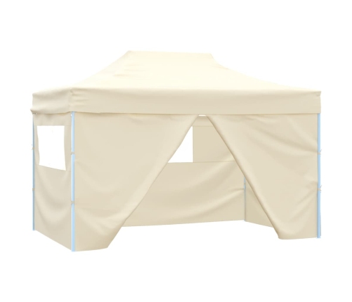 Carpa pleglable Pop-up con 4 paredes 3x4,5 m blanco crema