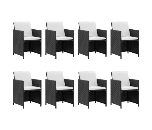 Set comedor de jardín 13 piezas y cojines ratán sintético negro