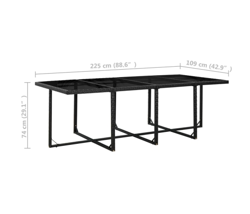 Set comedor de jardín 13 piezas y cojines ratán sintético negro