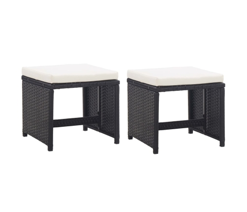 Set comedor de jardín 13 piezas y cojines ratán sintético negro