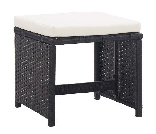 Set comedor de jardín 13 piezas y cojines ratán sintético negro