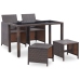 Set comedor de jardín 5 piezas y cojines ratán sintético marrón