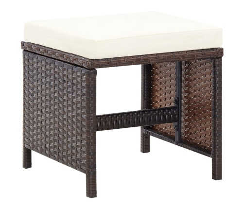 Set comedor de jardín 5 piezas y cojines ratán sintético marrón