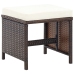 Set comedor de jardín 5 piezas y cojines ratán sintético marrón