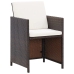 Set comedor de jardín 5 piezas y cojines ratán sintético marrón