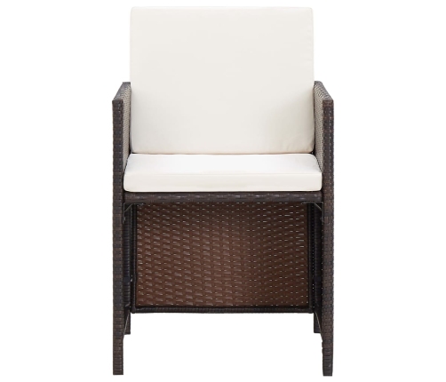 Set comedor de jardín 5 piezas y cojines ratán sintético marrón