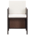 Set comedor de jardín 5 piezas y cojines ratán sintético marrón