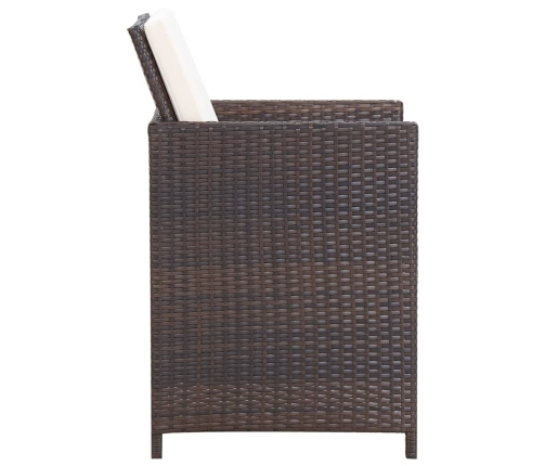 Set comedor de jardín 5 piezas y cojines ratán sintético marrón
