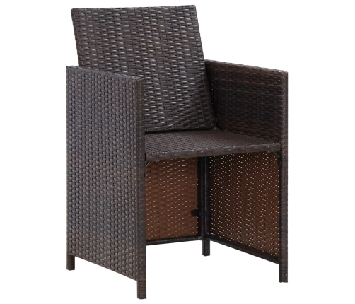 Set comedor de jardín 9 piezas y cojines ratán sintético marrón