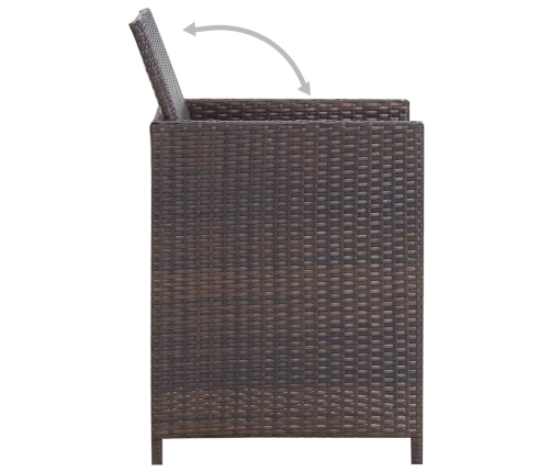 Set comedor de jardín 9 piezas y cojines ratán sintético marrón