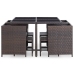 Set comedor de jardín 9 piezas y cojines ratán sintético marrón