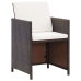 Set comedor de jardín 9 piezas y cojines ratán sintético marrón