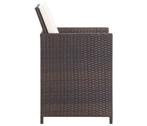 Set comedor de jardín 9 piezas y cojines ratán sintético marrón