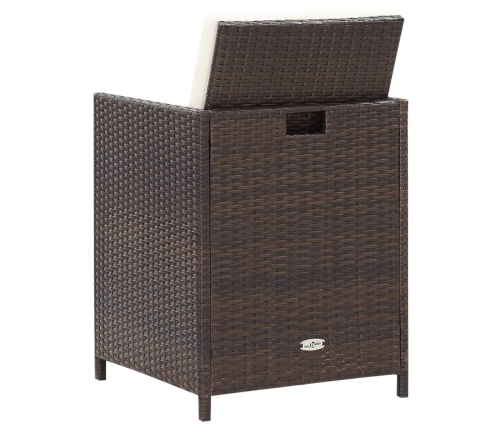 Set comedor de jardín 9 piezas y cojines ratán sintético marrón