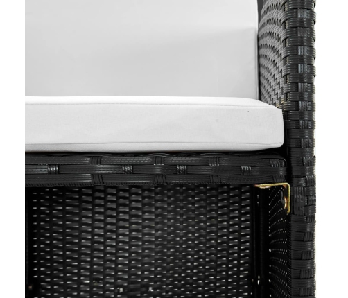 Set comedor de jardín 9 piezas y cojines ratán sintético negro