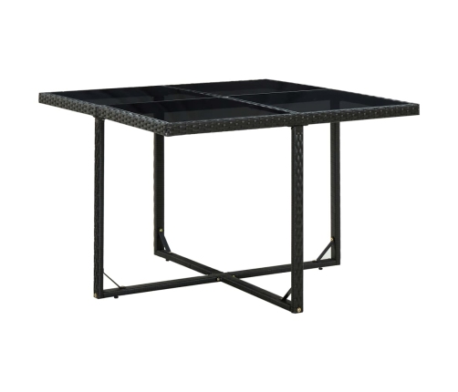 Set comedor de jardín 9 piezas y cojines ratán sintético negro