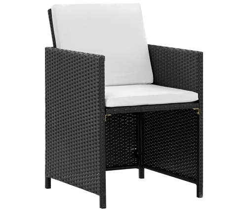 Set comedor de jardín 11 piezas y cojines ratán sintético negro