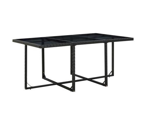 Set comedor de jardín 11 piezas y cojines ratán sintético negro
