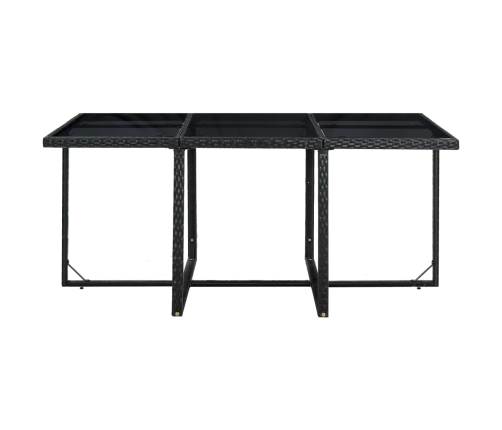 Set comedor de jardín 11 piezas y cojines ratán sintético negro