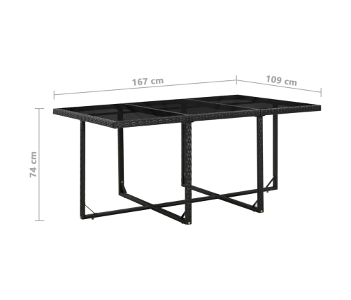 Set comedor de jardín 11 piezas y cojines ratán sintético negro