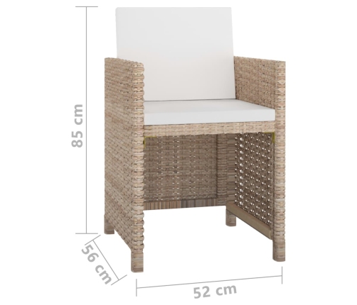 Set comedor de jardín 13 piezas y cojines ratán sintético beige