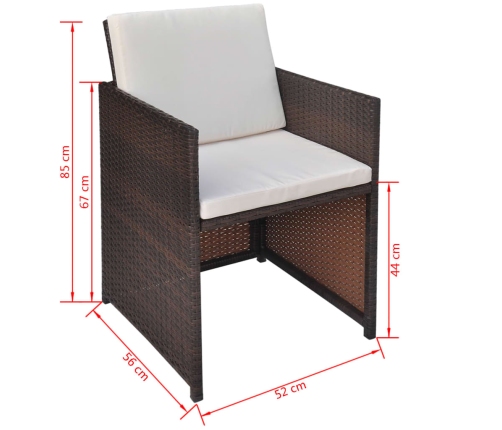 Sillas de jardín con cojines 2 unidades ratán sintético marrón