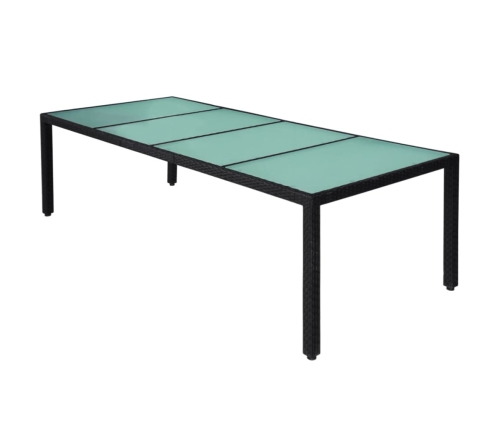 Set comedor de jardín 11 piezas y cojines ratán sintético negro