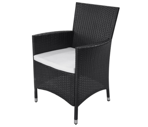 Set comedor de jardín 11 piezas y cojines ratán sintético negro