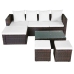 Set muebles de jardín 4 piezas y cojines ratán sintético marrón