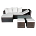 Set muebles de jardín 4 piezas y cojines ratán sintético marrón