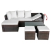 Set muebles de jardín 4 piezas y cojines ratán sintético marrón