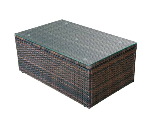 Set muebles de jardín 4 piezas y cojines ratán sintético marrón