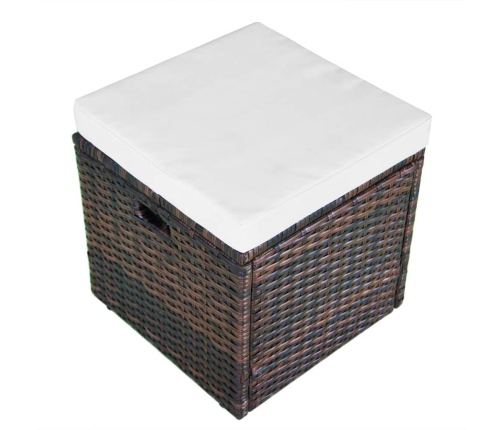 Set muebles de jardín 4 piezas y cojines ratán sintético marrón