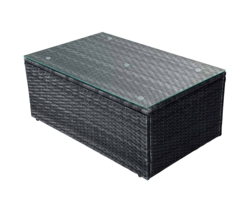 Set muebles de jardín 4 piezas y cojines ratán sintético negro