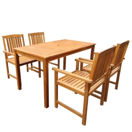 Set de comedor de jardín 5 piezas madera maciza de acacia