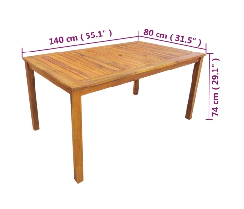 Set de comedor de jardín 5 piezas madera maciza de acacia