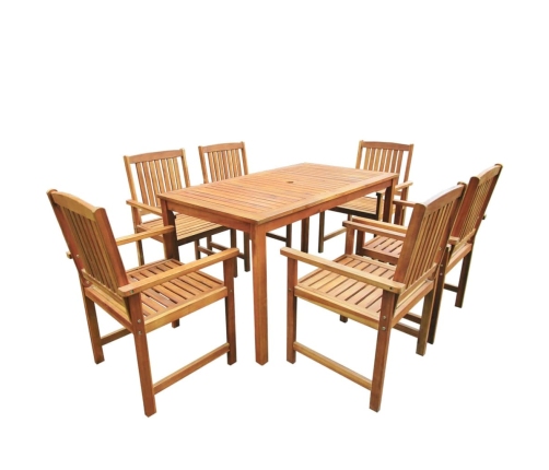 Set de comedor de jardín 7 piezas madera maciza de acacia