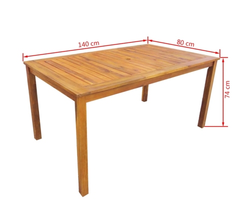 Set de comedor de jardín 7 piezas madera maciza de acacia