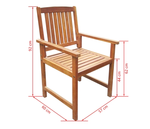 Set de comedor de jardín 7 piezas madera maciza de acacia
