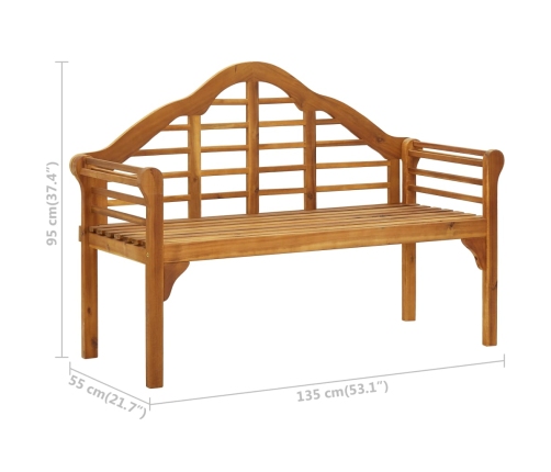 Banco de jardín de madera maciza de acacia 135 cm