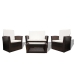 Set muebles de jardín 4 piezas y cojines ratán sintético marrón