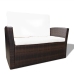 Set muebles de jardín 4 piezas y cojines ratán sintético marrón