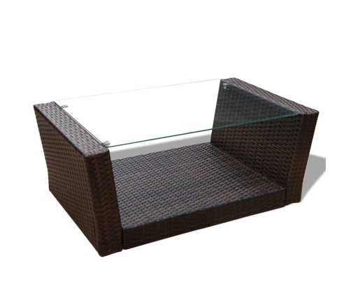 Set muebles de jardín 4 piezas y cojines ratán sintético marrón
