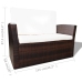 Set muebles de jardín 4 piezas y cojines ratán sintético marrón